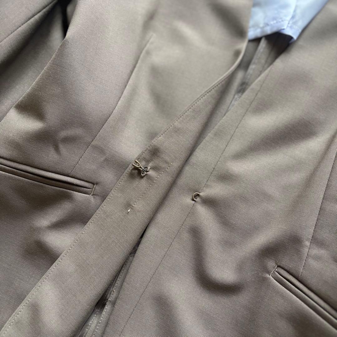 【大きい】グリーンレーベルリラクシング　パンツスーツ　L　ノーカラー　ブラウン