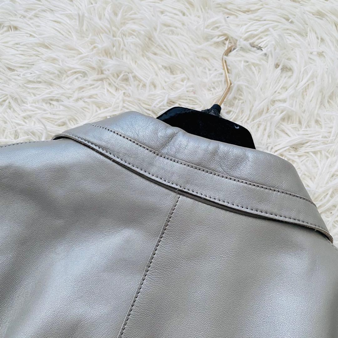 極美品 CARAVAN 最高級ラムレザー メタリックシルバー レザージャケット