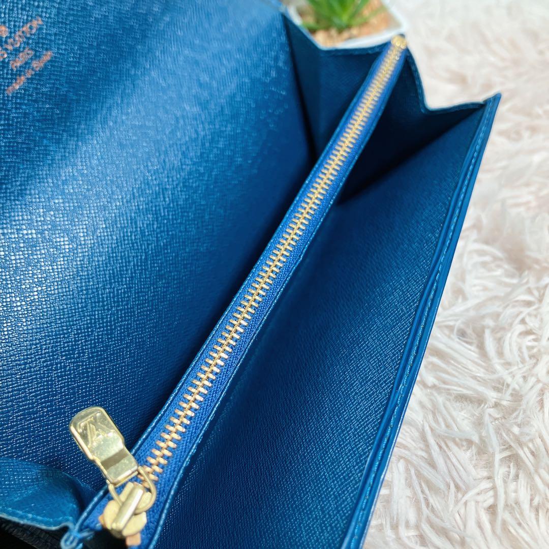 美品 ルイヴィトン エピ ポシェット ポルトモネ クレディ 長財布 青 ブルー