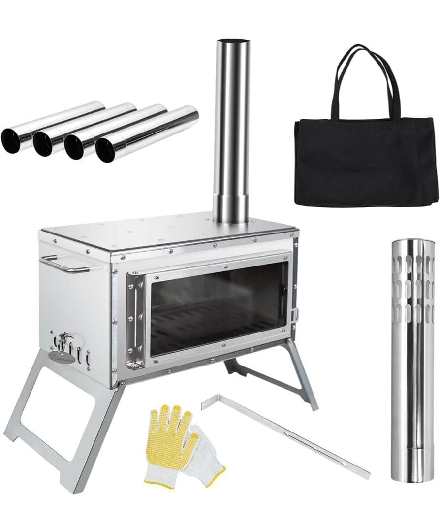 MOON LENCE 薪ストーブ 二次燃焼 耐熱ガラス窓 煙突 コンパクト