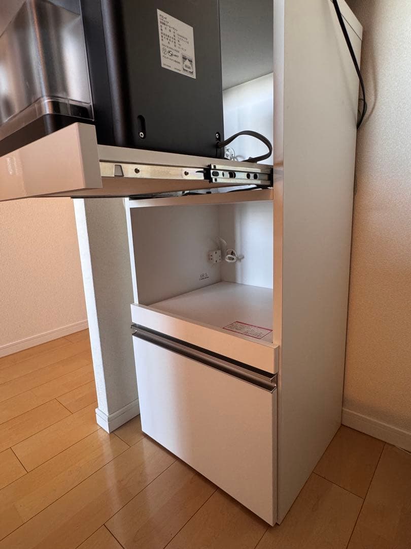 レンジ台　50cm ホワイト　鏡面仕上げ