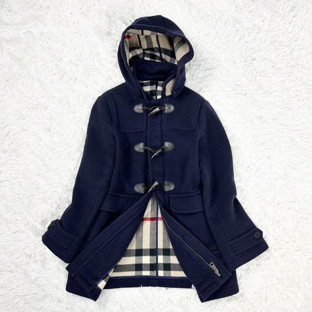 バーバリーチルドレン ダッフルコート 14Y 164cm ネイビー メガチェック