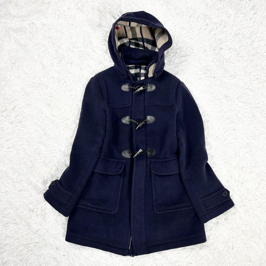 バーバリーチルドレン ダッフルコート 14Y 164cm ネイビー メガチェック