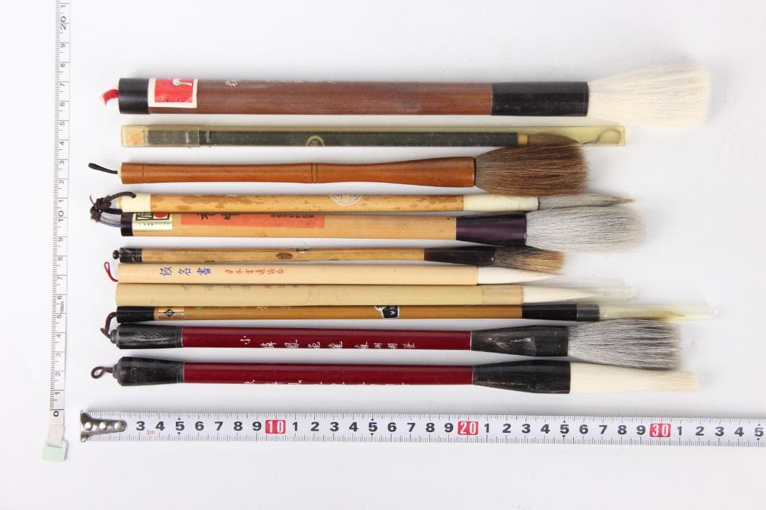 時代 まとめて 大量セット 共箱付 中国筆 日本筆 混合 文房具 FJ11-25