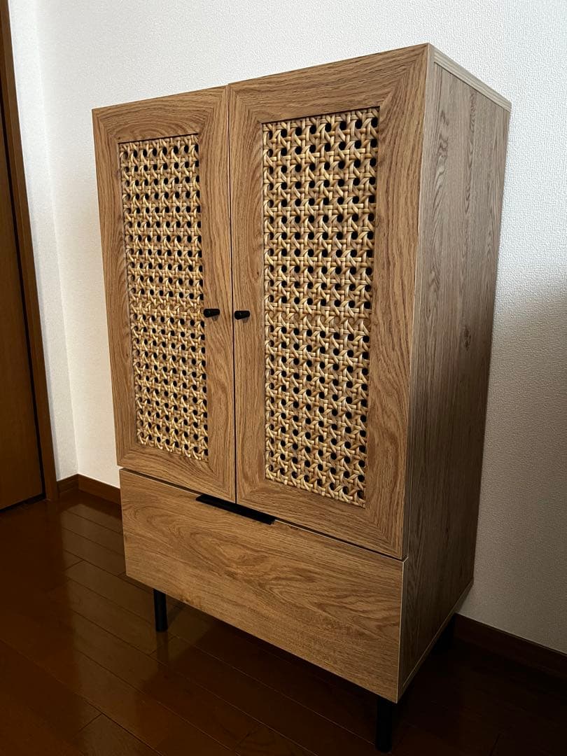 LOWYA ロウヤ　ラタン調　ハイチェストキャビネット　棚　ハイキャビネット