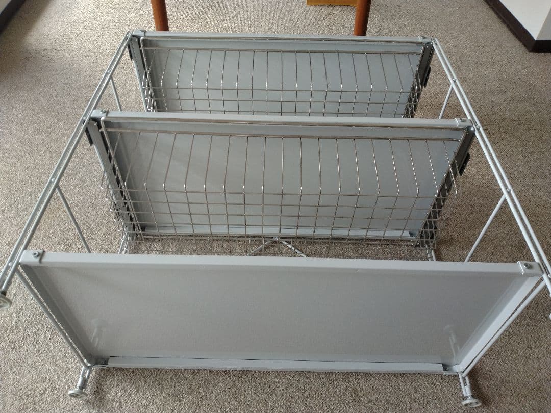 【美品】MUJI無印良品 スチールユニットシェルフ小ワイド86cmバスケット×2