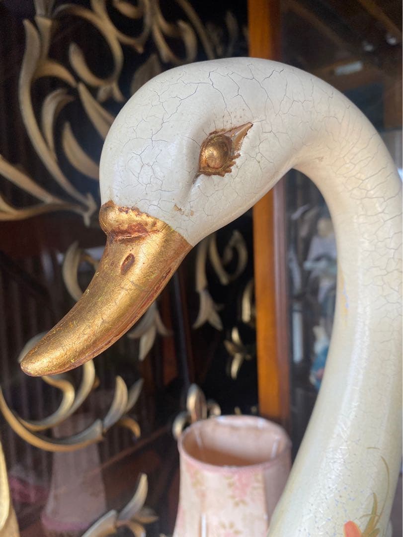 特大 白鳥 置物 インテリア 傘立て 玄関 アンティーク