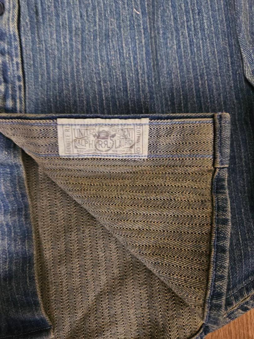 送料無料/新品未使用ヘビーアメリカンRRLヘリンボーンデニムシャツ