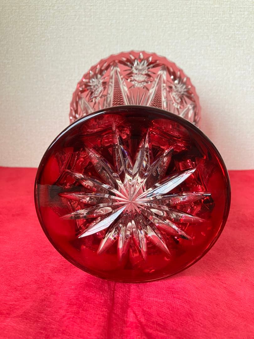 未使用品 NACHTMANN ガラス製 花瓶 赤 ヴィンテージ