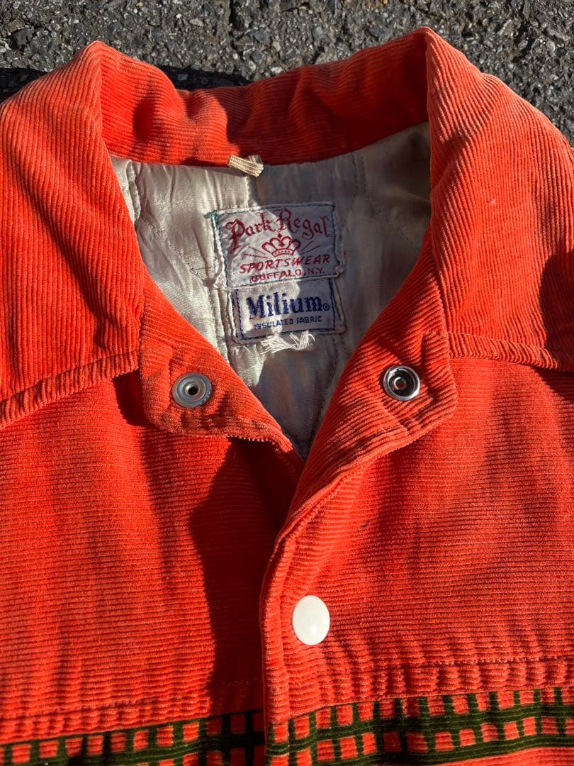 50s プリントコーデュロイ ジャケット ネイティブ柄 スポーツジャケット