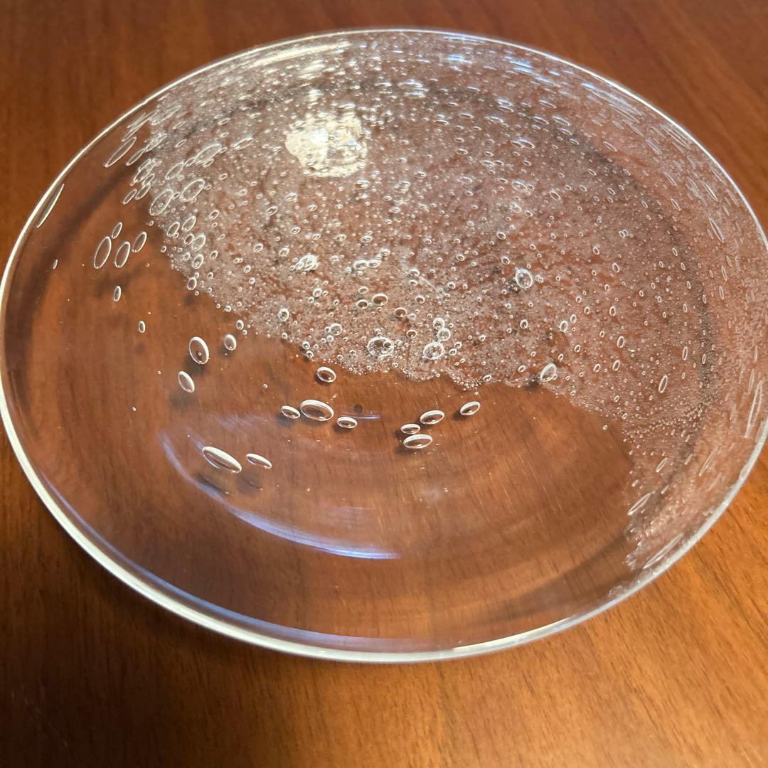 新品◆03荒川尚也　ガラス中皿５枚セット　晴耕社ガラス工房　泡ガラスプレート