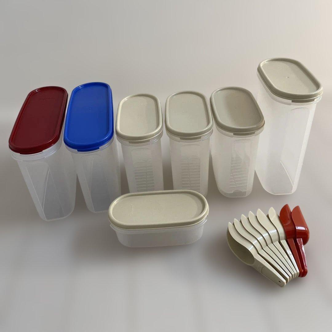 Tupperware MM楕円7個 (すのこ付き3個)＆スプーン