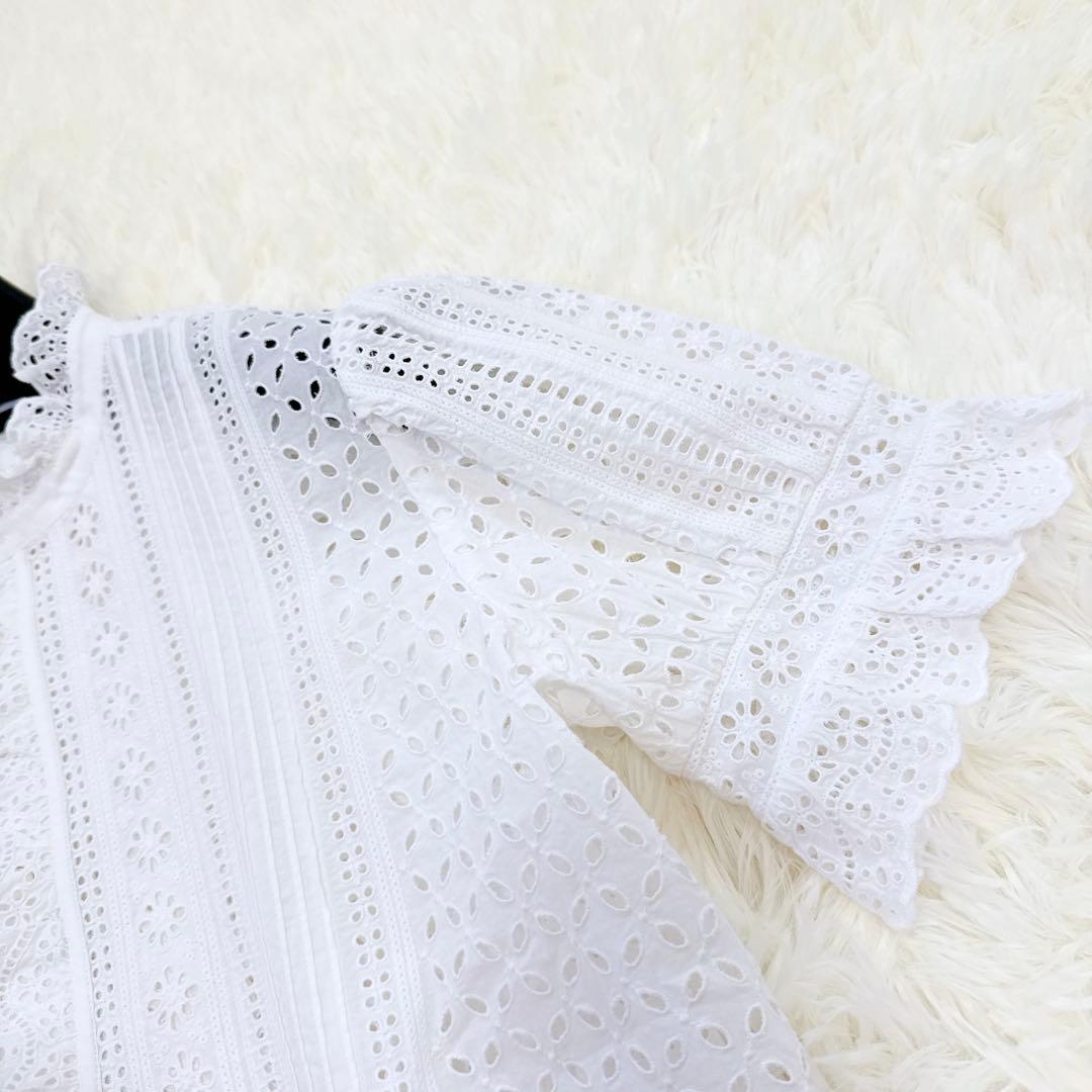 [美品] ポロラルフローレン　アイレットブラウス　レース　フリル　カットワーク