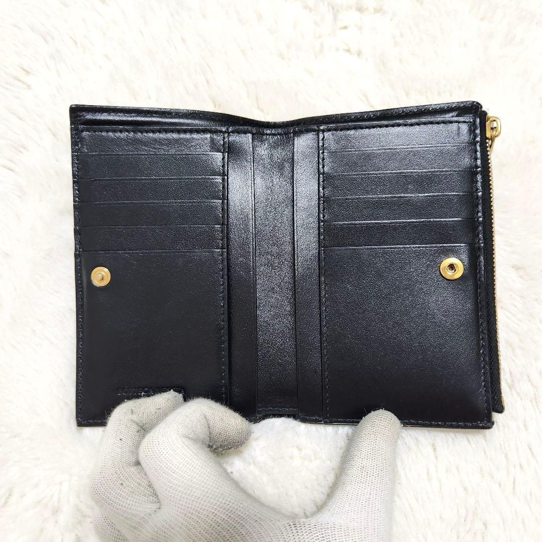 ✨極美品✨ボッテガ　長財布　二つ折り　カセット　ミディアム　レザー　ブラック　黒