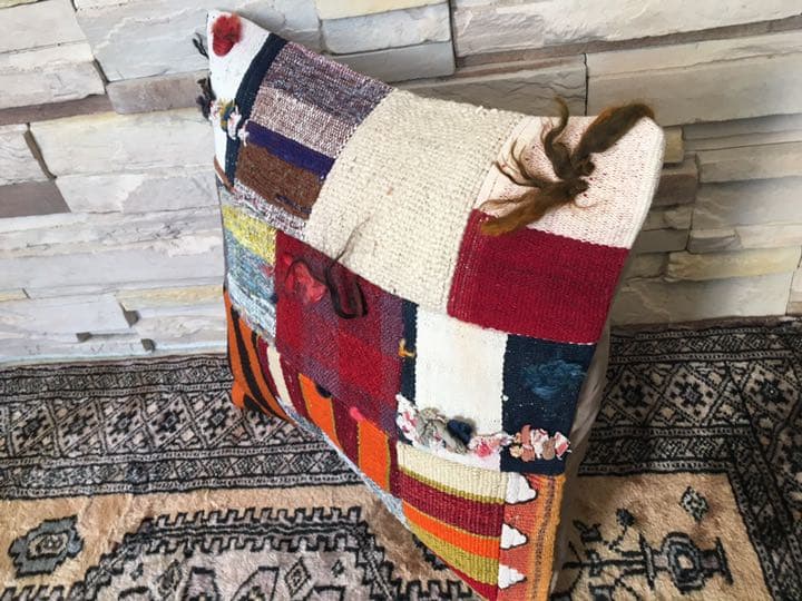 ビンテージラグ　トルコラグ　オールドキリム　クッションカバー　パッチワーク⑤