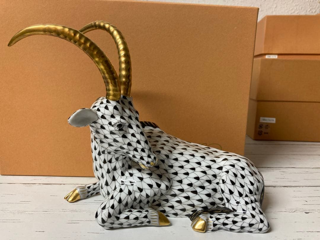 希少 ヘレンド アンテロープ 金彩 フィギュリン