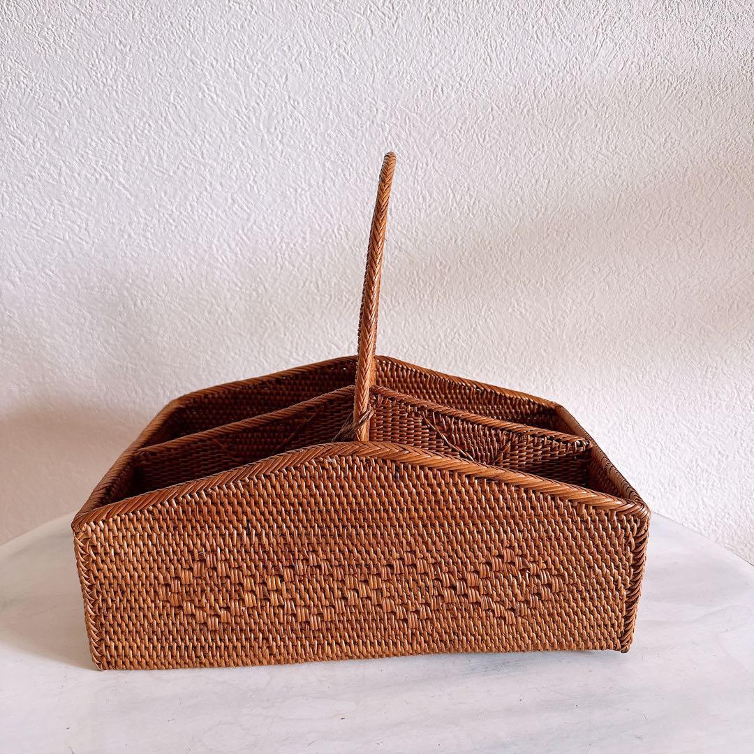 【新品】アタ 仕切り ボックス コスメボックス 収納雑貨 アタ雑貨 バリ島 カゴ