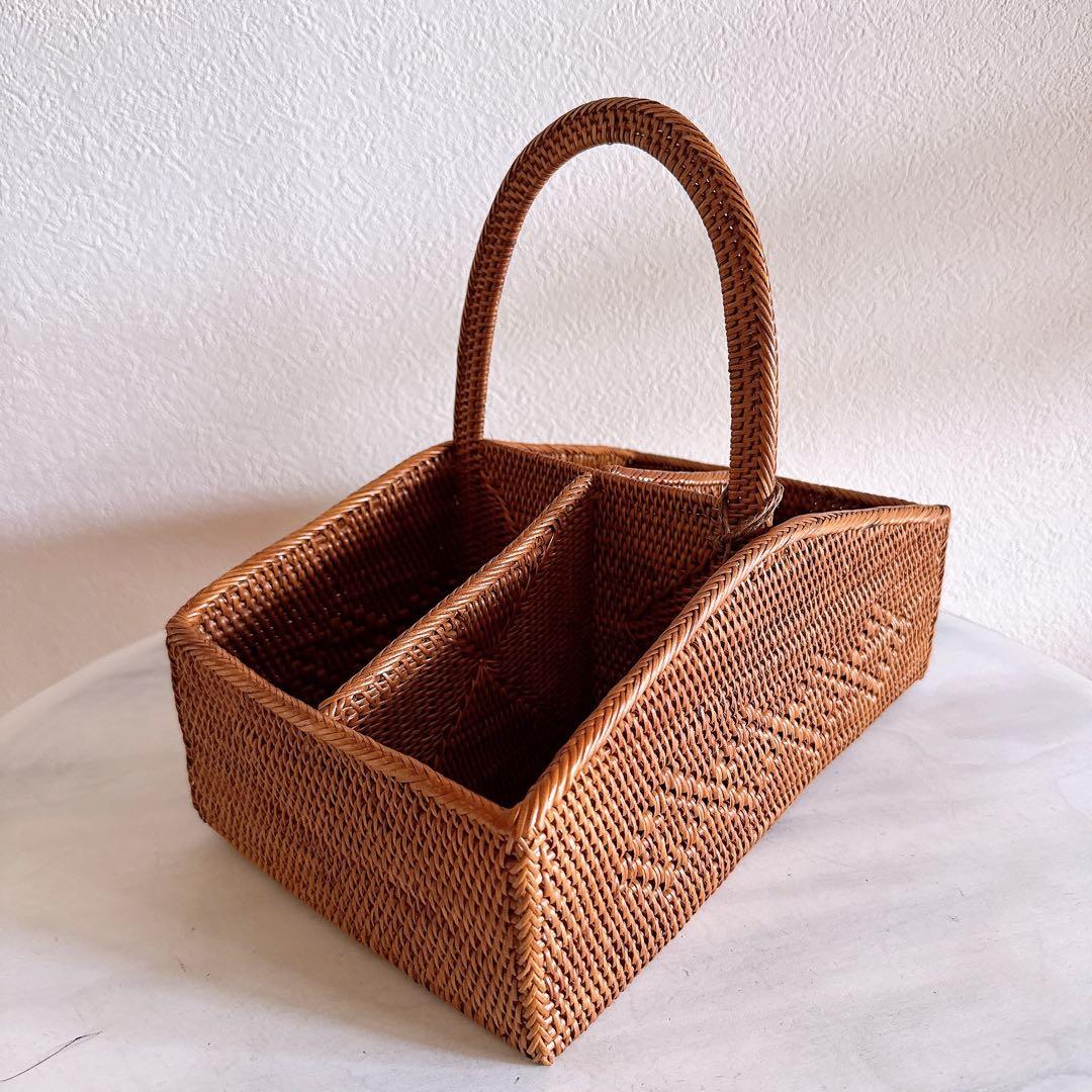 【新品】アタ 仕切り ボックス コスメボックス 収納雑貨 アタ雑貨 バリ島 カゴ