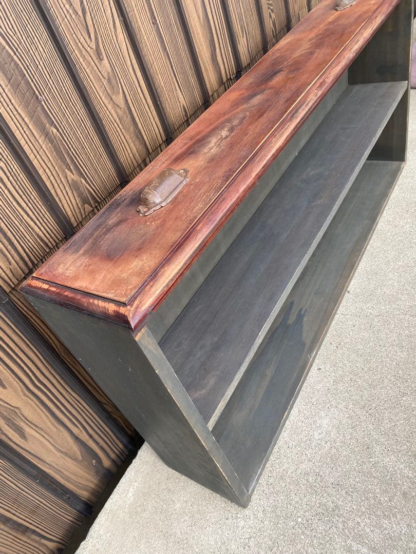 古家具　飾り棚　本棚　食器棚　カウンター キャビネット　インダストリアル　手作り