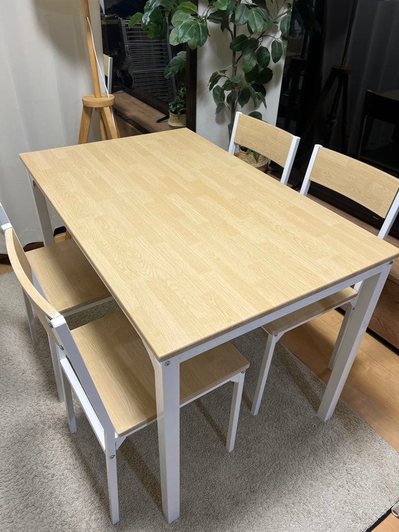 ナチュラル 木製ダイニングテーブルセット チェア
