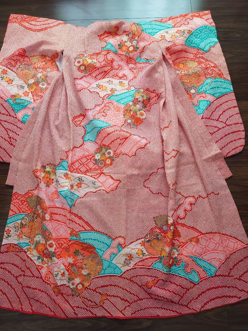 七五三　着物　筥迫セット　長襦袢　7歳　女の子　絞り柄　袋帯