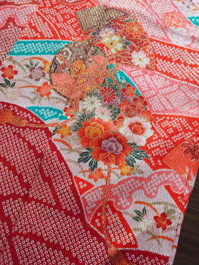 七五三　着物　筥迫セット　長襦袢　7歳　女の子　絞り柄　袋帯