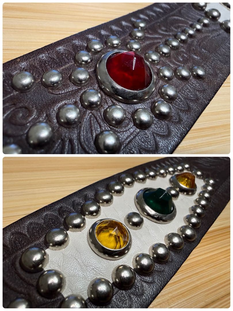 ⭐️美品⭐️レア⭐️エースウエスタンスタッズベルト⭐️マルチカラーストーン⭐️34インチ