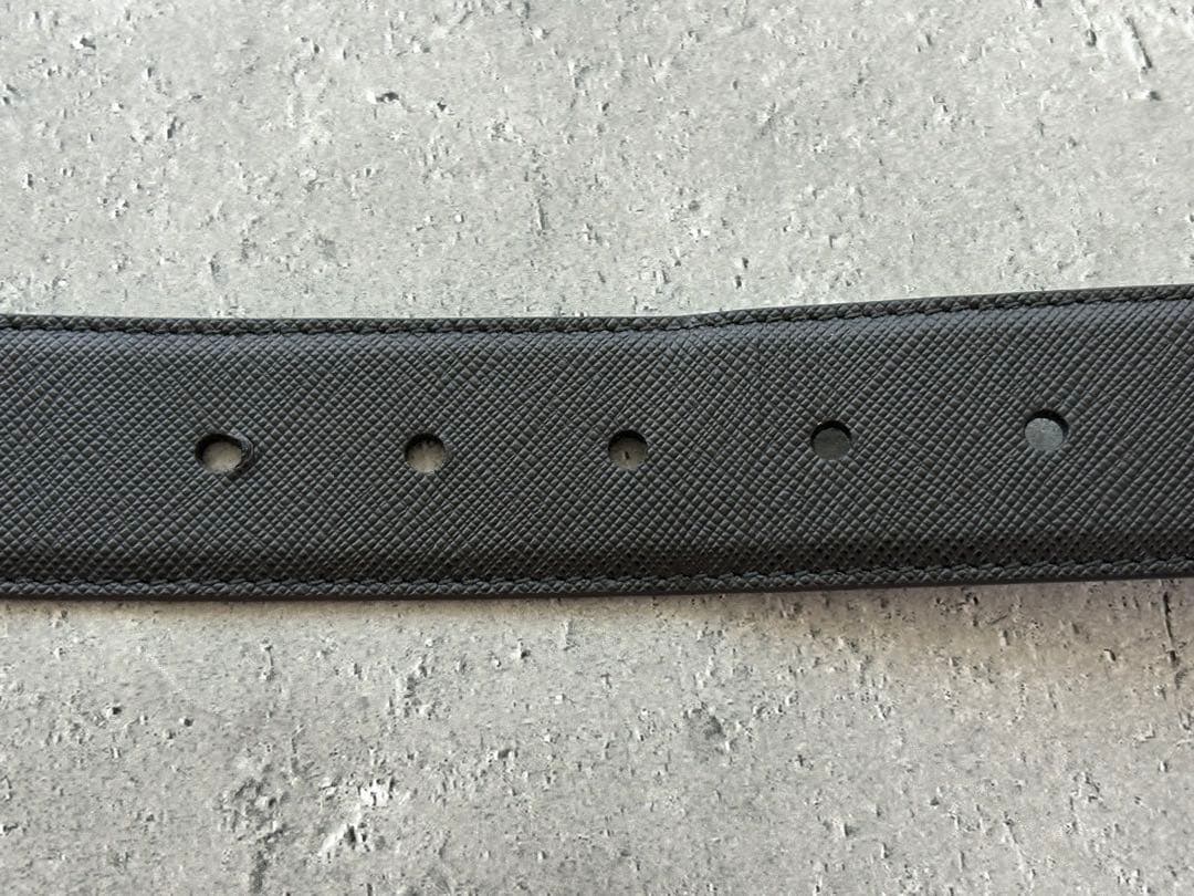 RさまPRADA プラダ サフィアーノレザーバックルベルト ブラック　34/85