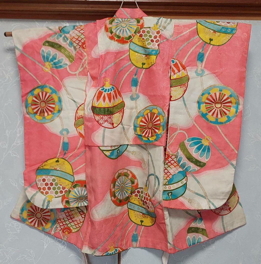 NA66アンティーク子供着物七五三正絹3歳用着丈75センチ裄丈34センチ