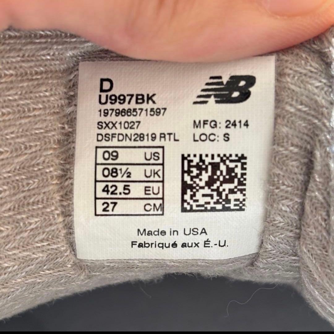 【美品】New Balance U997BK 27cm ワイズD
