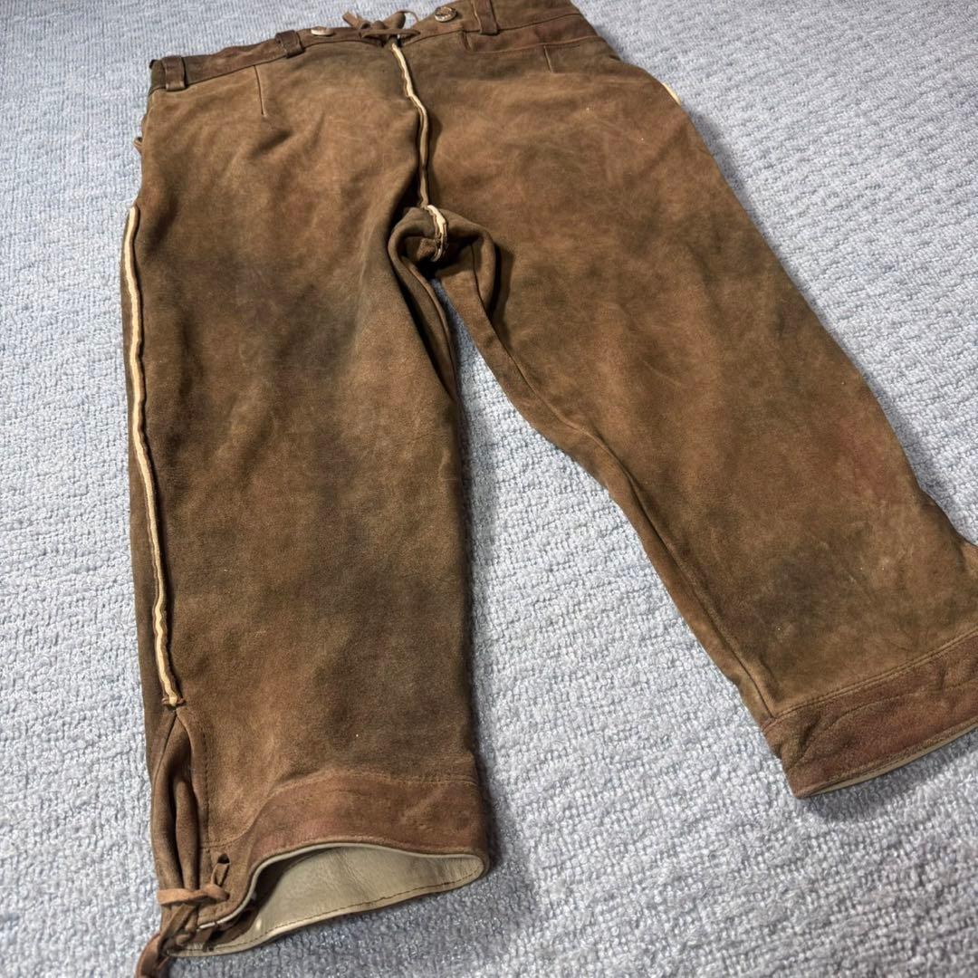 70s ドイツ 古着 チロリアン レーダーホーゼン レザーパンツ 刺繍 スエード