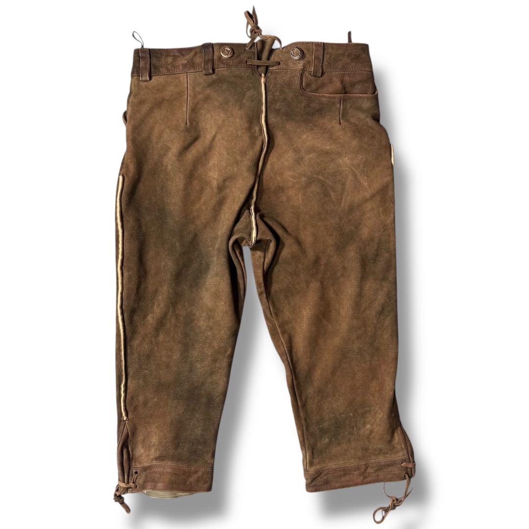 70s ドイツ 古着 チロリアン レーダーホーゼン レザーパンツ 刺繍 スエード