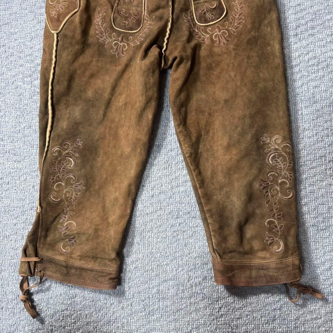 70s ドイツ 古着 チロリアン レーダーホーゼン レザーパンツ 刺繍 スエード