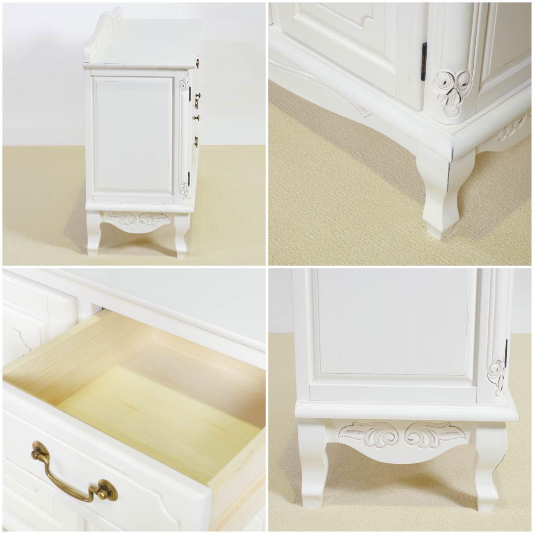 B 新品 キャビネット 110 白 本棚 食器棚 リビング収納 ホワイト ボード