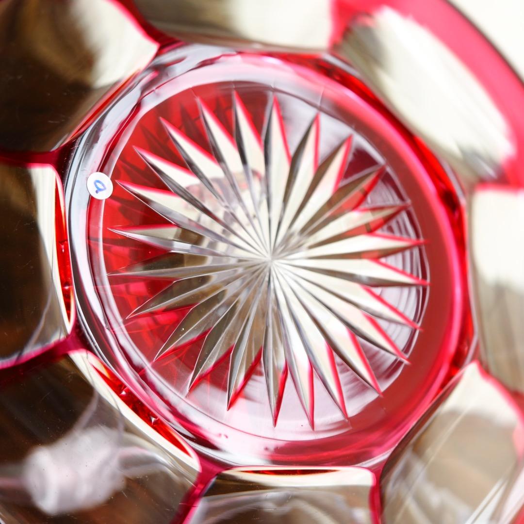 バカラ カット ボウル＆ソーサー セット B469a / エンパイア 金赤