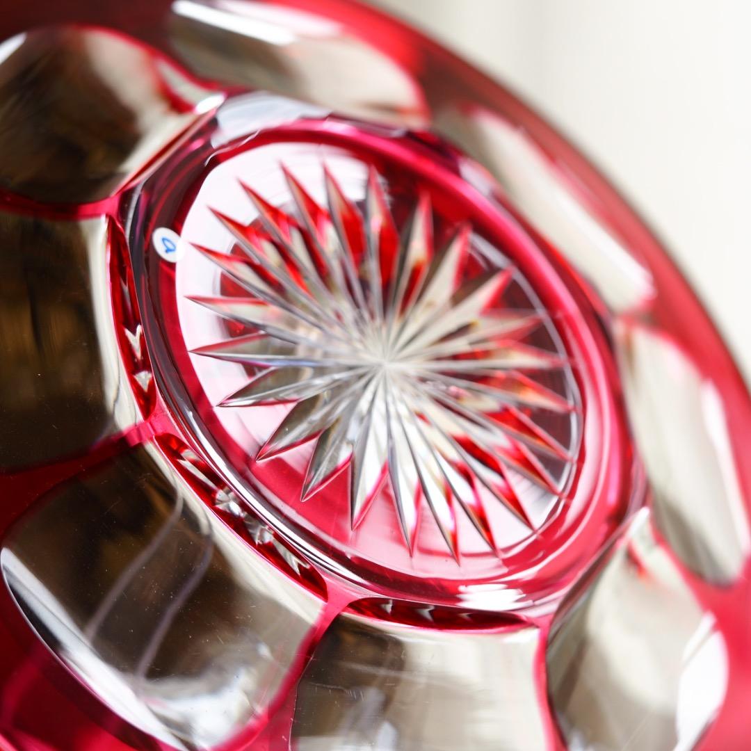 バカラ カット ボウル＆ソーサー セット B469a / エンパイア 金赤