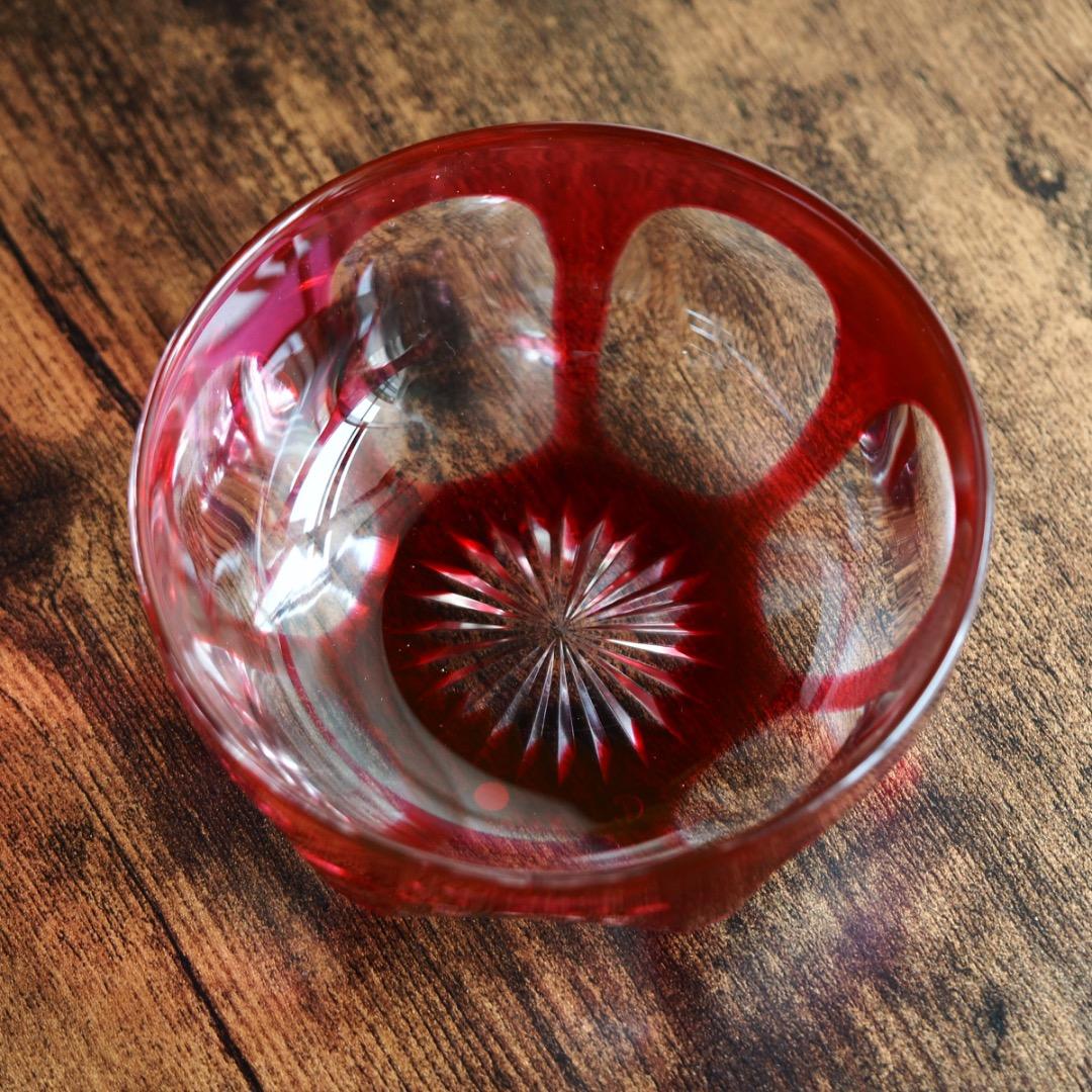 バカラ カット ボウル＆ソーサー セット B469a / エンパイア 金赤