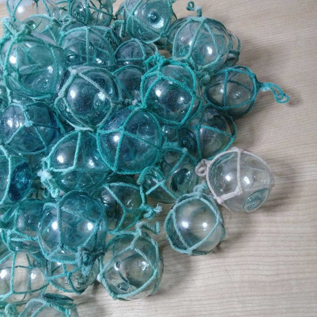 ガラス浮球　浮き玉　ガラス玉　漁具　 １００個セット　網紐付き