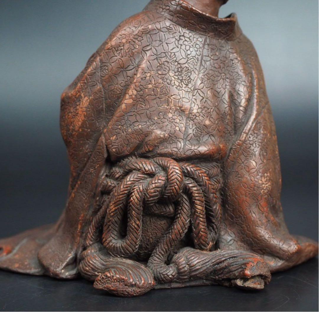 勝俣博送料無料 博物館級　江戸～明治　備前焼　女性像　在銘・木箱付★傑作★