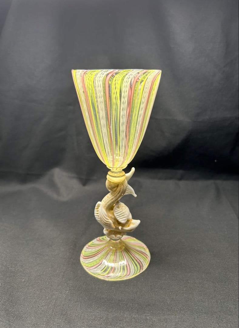 ベネチアングラスSeguso ストライプ模様 魚モチーフ