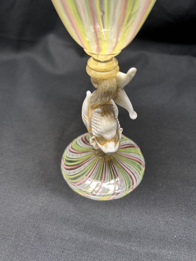 ベネチアングラスSeguso ストライプ模様 魚モチーフ