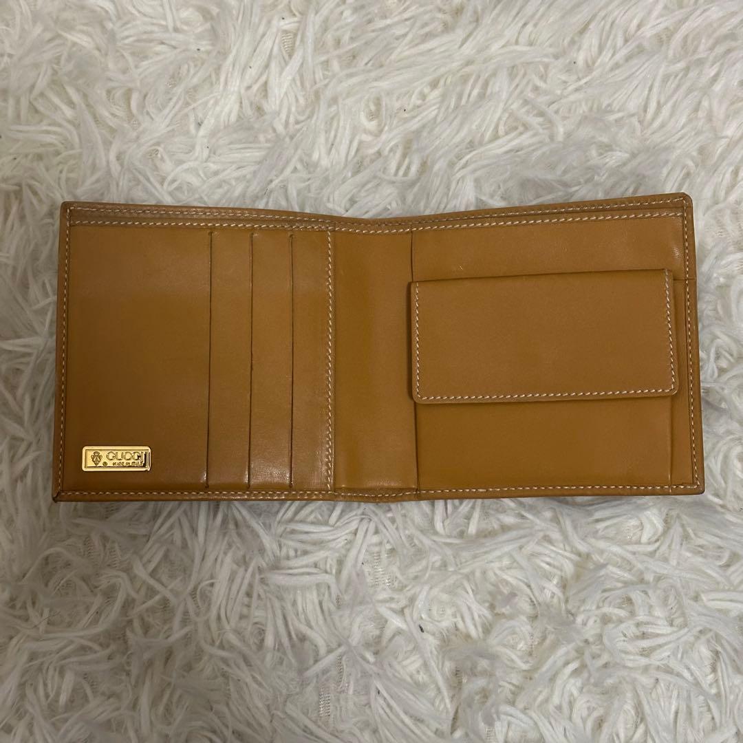 グッチ 二つ折り財布 GG柄 PVC レザー ベージュ コンパクト ゴールドロゴ