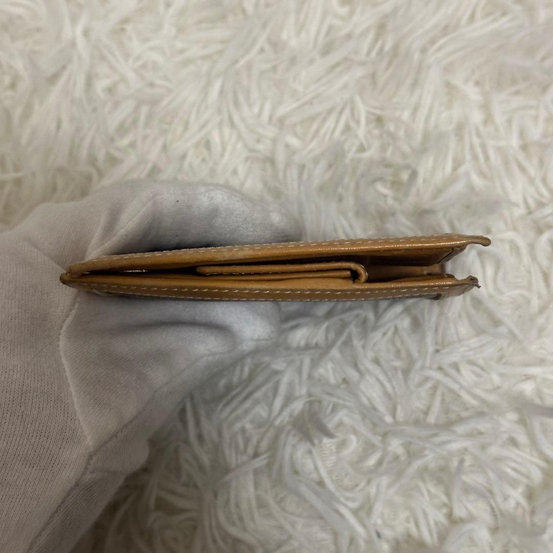 グッチ 二つ折り財布 GG柄 PVC レザー ベージュ コンパクト ゴールドロゴ