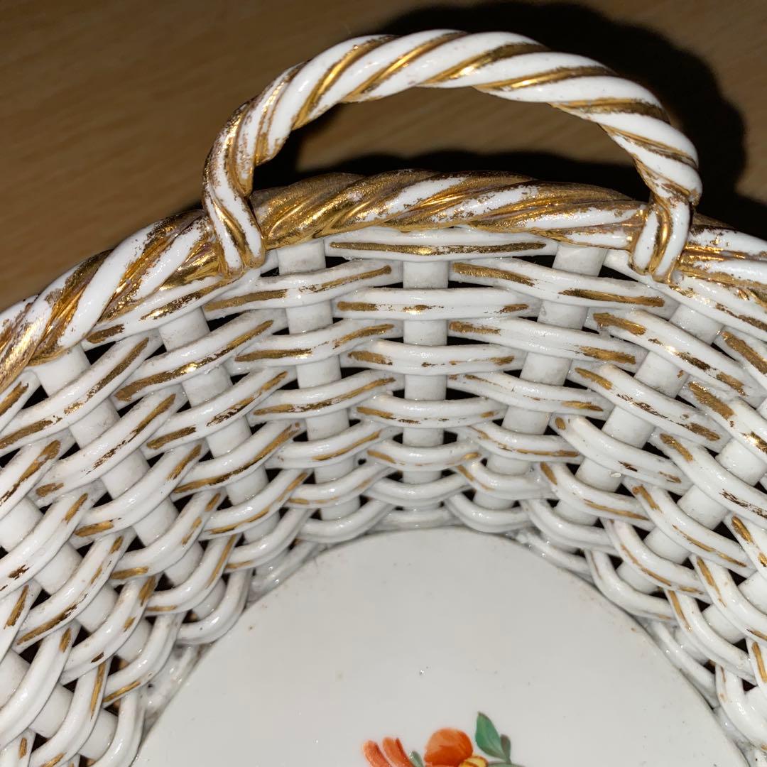 マイセン 網トレー　花柄　ボタン剣