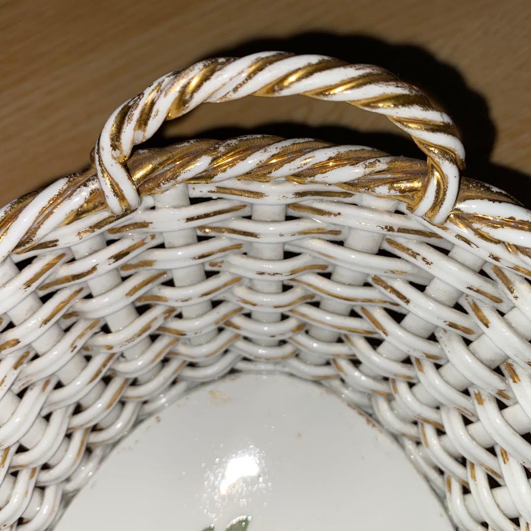 マイセン 網トレー　花柄　ボタン剣