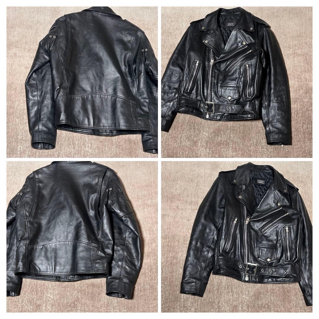 美品　HORN WORKS ダブルライダースジャケット　本革　(L) ブラック