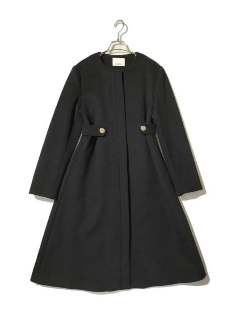 haruhiroine |サイドベルトロングコート ブラック|匿名配送