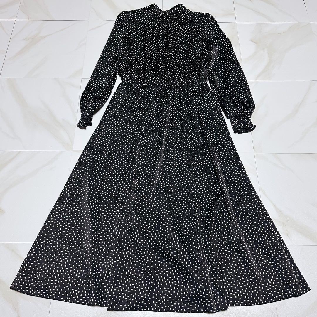 アナイ 22SS サテンドットプリントタイワンピース リボン ボウタイ ギャザー