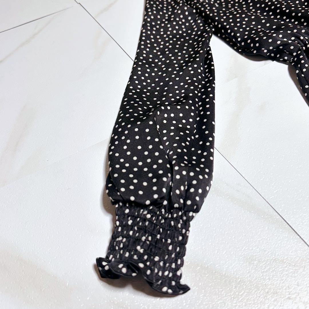 アナイ 22SS サテンドットプリントタイワンピース リボン ボウタイ ギャザー