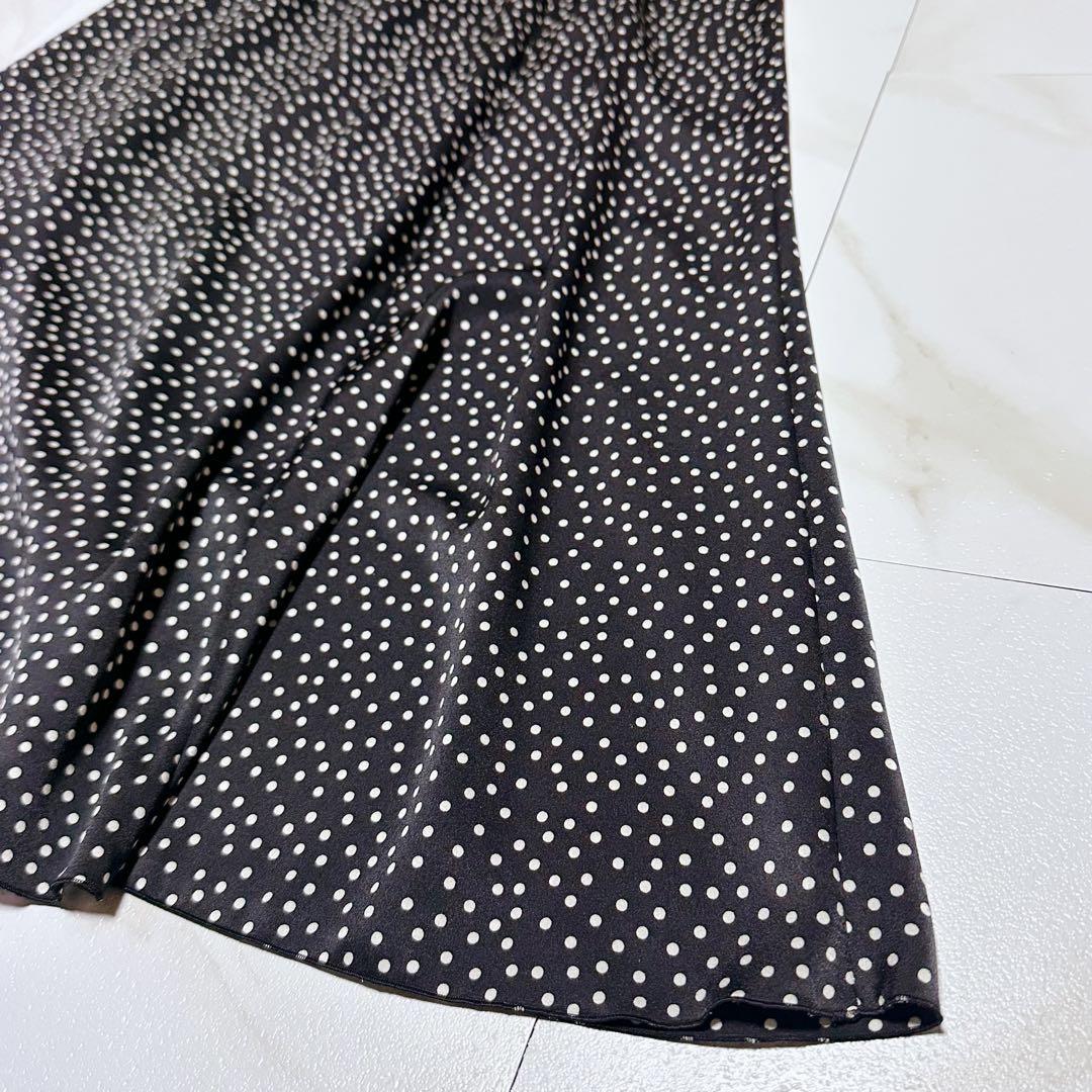 アナイ 22SS サテンドットプリントタイワンピース リボン ボウタイ ギャザー